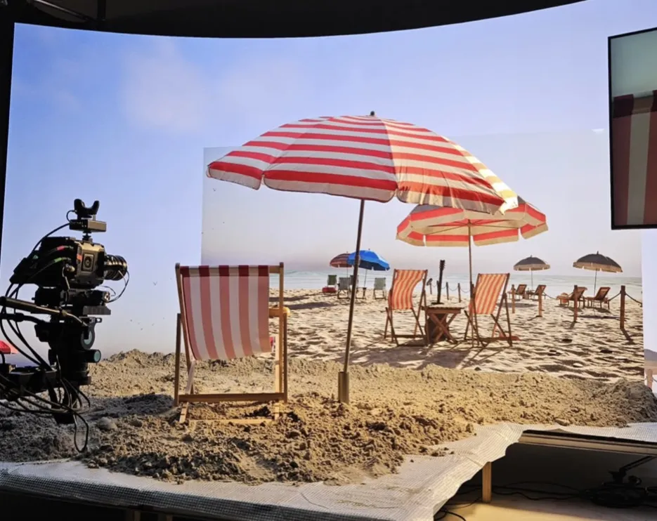 The LED volume lit with a virtual environment